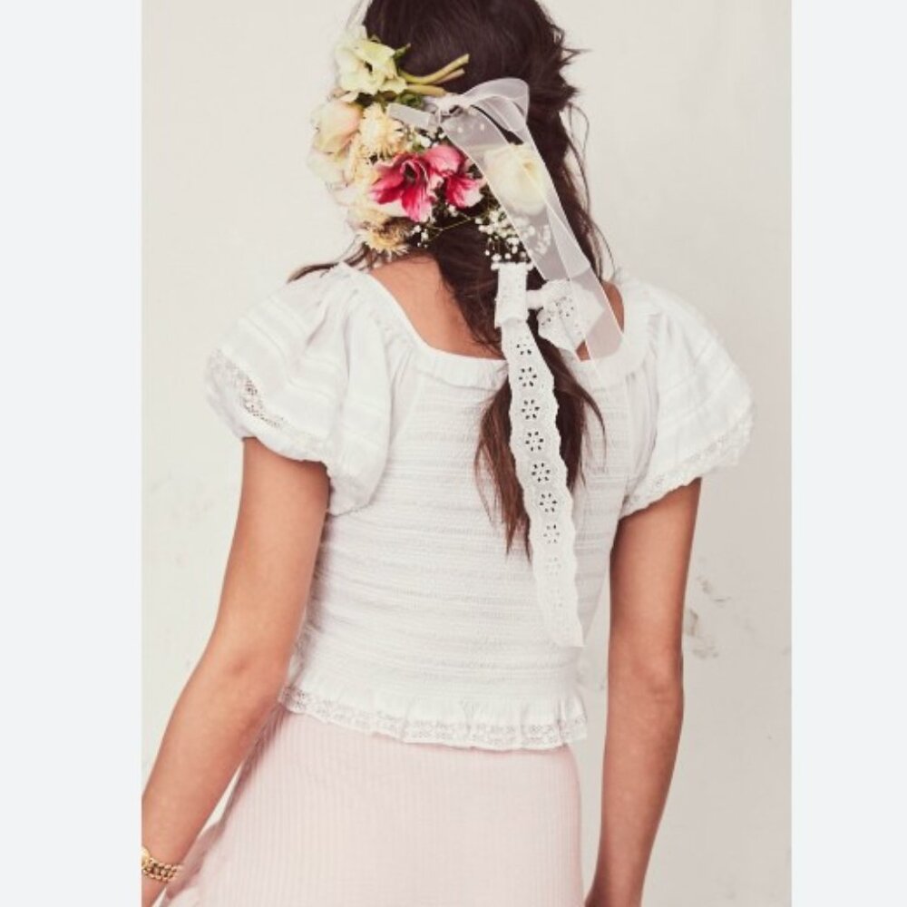 LoveShackFancy Ivory Ruffled Blouse - Picture 2 of 5